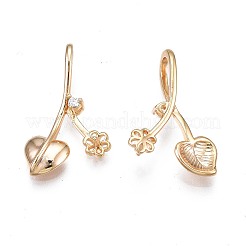 Pendentifs en laiton micro pavé de zircone cubique transparente avec attaches en strass et émail&nbsp;LS-KK-N232-240