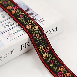 50 Yards besticktes Nylon-Jacquardband mit Blumen im ethnischen Stil&nbsp;PW-WG55654-03