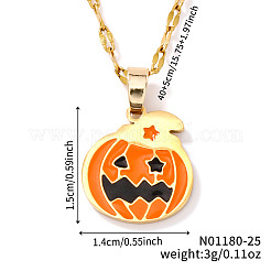 Collar con colgante de acero inoxidable 304 con forma de calabaza y sombrero de bruja de Halloween&nbsp;DD5893