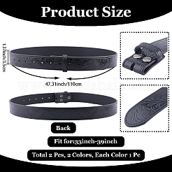 2 шт. 2-цветные ремни-корсеты из коровьей кожи с цветочным тиснением в ковбойском стиле&nbsp;AJEW-CL0002-12A