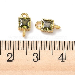 Латунные подвески-коннекторы с квадратными фианитами&nbsp;KK-P348-12G