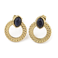 Placcatura ionica (ip) orecchini a bottone in acciaio inossidabile 304 placcato oro 18k&nbsp;EJEW-Z041-01E