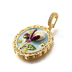 Латунные подвески с микропаве из кубического циркония и эмали&nbsp;KK-R222-08G-04