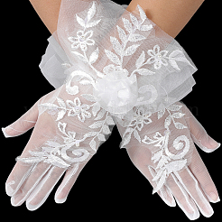 Gants de mariée en dentelle de polyester&nbsp;AJEW-WH20120-23B