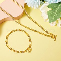 Ensembles bracelet gourmette en laiton et collier gourmette&nbsp;SJEW-SZ0001-011B