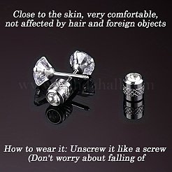 20 шт. 2-цветные гайки для ушей из нержавеющей стали 304 с микропаве из прозрачного кубического циркония&nbsp;EJEW-BBC0001-68