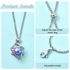 6 шт. подвеска-мешок в технике макраме из нержавеющей стали 304 двух цветов&nbsp;HJEW-YW00203