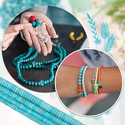 530 шт. синтетические бирюзовые бусины 4-х размеров&nbsp;G-AR0006-11A