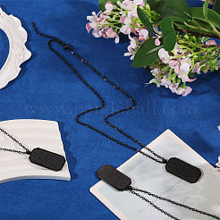 4 collar con colgante de etiqueta rectangular en relieve de acero inoxidable&nbsp;NJEW-CO0001-02EB