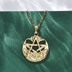 Collares colgantes de acero inoxidable 304 con pentagrama vikingo&nbsp;NJEW-M096-01G