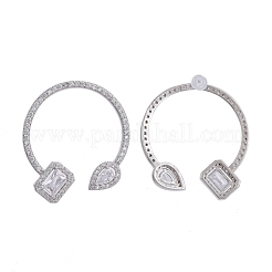 Orecchini a bottone in ottone con zirconi chiari e micro pavè&nbsp;EJEW-K083-14P