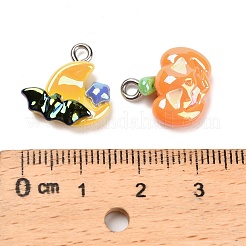 Подвески из непрозрачной смолы с гальваническим покрытием на Хэллоуин&nbsp;RESI-H040-02A-P