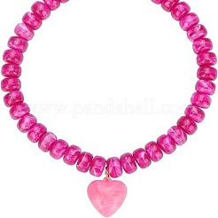 Ожерелья из бусин-рондель с подвеской в форме сердца из смолы и пластика с цепочками на концах из сплава&nbsp;FS-WG415CE-03