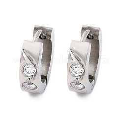 Orecchini a cerchio in acciaio inossidabile 304 con effetto lucidatura con zirconi cubici&nbsp;EJEW-M001-26P