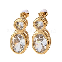 Boucles d'oreilles pendantes en acier inoxydable 304 et zircon cubique transparent&nbsp;EJEW-G468-03G-03