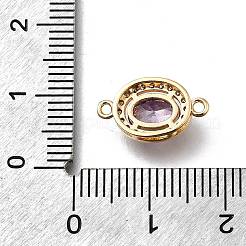 Messing lila Zirkonia ovale Verbindungsstück Charms&nbsp;X-KK-D312-08G