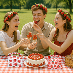 12 шт. 2-х цветные складные коробки для конфет с ручкой из бумаги с принтом клубники&nbsp;CON-WH0085-164