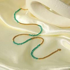 Женские ожерелья из круглых бусин из стекла и нержавеющей стали&nbsp;PH3717-2