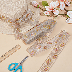 Полиэстеровая лента с рисунком в виде перьев&nbsp;OCOR-WH0101-151B