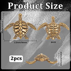 2 décoration décorative en laiton en forme de tortue&nbsp;AJEW-SP0004-98