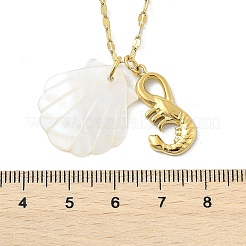 Collares colgantes de acero inoxidable 304 y concha natural de playa de verano para mujer&nbsp;NJEW-P323-01C-G