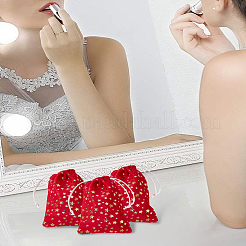 10 шт. подарочные бархатные мешочки с завязками на Рождество с золотым тиснением и звездами&nbsp;TP-LP0001-02