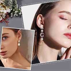 4 пара 4 стильных сережек-гвоздиков из латуни с кубическим цирконием в форме цветка&nbsp;EJEW-BBC0001-14