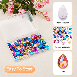 72 шт. 12-х цветные каплевидные пришивные стразы&nbsp;GLAA-TA0001-45