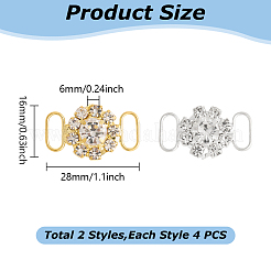 8 Stück 2 Farben Messing Kristall Strass Verbinder Charms&nbsp;KK-HY0004-26