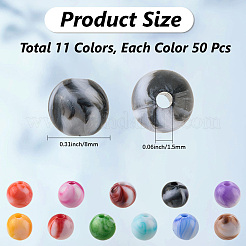 550шт 11 цвета непрозрачные акриловые бусины&nbsp;SACR-PA0001-05
