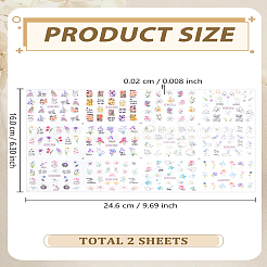 2 лист наклеек для ногтей с цветочным принтом и водным переводом&nbsp;MRMJ-LP0002-16