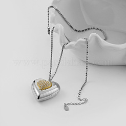 Colliers pendentifs bicolores en acier inoxydable chirurgical 316 sertis de micro-pavés de zirconiums cubiques transparents pour femmes&nbsp;WG2A391-01