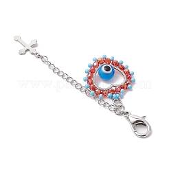 Подвеска в виде сердца из стеклянных бусин и лампворк ручной работы от сглаза&nbsp;HJEW-MZ00211-01