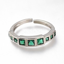 Латунные микро проложить манжеты кольца кубического циркония&nbsp;RJEW-N031-10