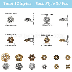 360шт 12 стиля колпачки из сплава в тибетском стиле&nbsp;TIBE-SC0002-32