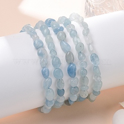 Bracelets extensibles de perles d'aigue-marine naturelles&nbsp;BJEW-K213-54