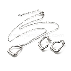 Unregelmäßiges Set aus Halskette und Ohrsteckern aus Edelstahl 304 mit Anhänger für Damen&nbsp;SJEW-E052-01P