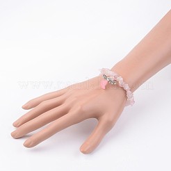 Braccialetti di stirata di quarzo rosa naturale&nbsp;BJEW-JB02527-01