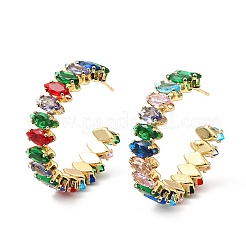 Boucles d'oreilles rondes en zircone cubique&nbsp;EJEW-Q770-02G