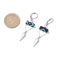 Серьги-гвоздики с застежкой-молнией из латунного стекла с треугольным глазом&nbsp;EJEW-MZ00452-01