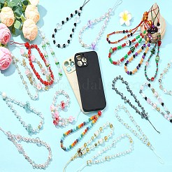 Weihnachts-Handy-Lanyard aus Bunte Malerei und Glas&nbsp;HJEW-SZ00098