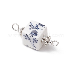 Фарфоровые кубические звенья с цветочным принтом ручной работы&nbsp;PALLOY-JF03965-02