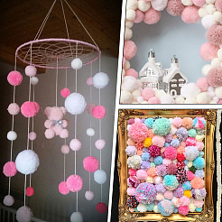 120шт. 4-х цветный полиэстеровый помпоновый шарик&nbsp;FIND-SC0019-66A