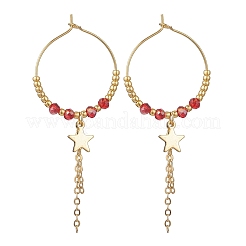 Серьги-кольца из стекла в форме звезды&nbsp;EJEW-MZ00673-02