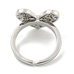 Открытое кольцо-манжета для женщин из латуни с микро-паве и цирконием в форме сердца для женщин&nbsp;RJEW-E296-05P