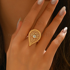 Регулируемые кольца для женщин с микропаве из латуни и кубическими цирконами&nbsp;TD9385-1