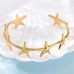 Браслеты-манжеты из нержавеющей стали 304 для женщин&nbsp;LS-BJEW-F491-01G-06