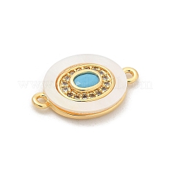 Подвески-коннекторы из латуни с микропаве из прозрачного кубического циркония и ракушки&nbsp;KK-M303-03G-05