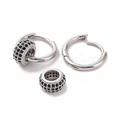 Orecchini a cerchio con perline rotonde piatte in zirconia cubica&nbsp;EJEW-P225-04P-01