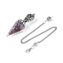 Große Pendelanhänger aus natürlichem Amethystsplitter und Epoxidharz&nbsp;AJEW-N004-01D